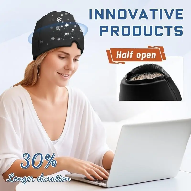 Migraine Headache Relief Cap, Gel lce Head Wrap for Tension and Stress Relief.Suitable for Home breaks, before sleep, office 2