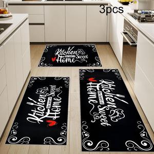Kitchen Floor Mat, 3 Counts/set Non-slip Home Decor Rugs, Waterproof Comfort Kitchen Mat, Floor Carpet for Sink, Laundry Room