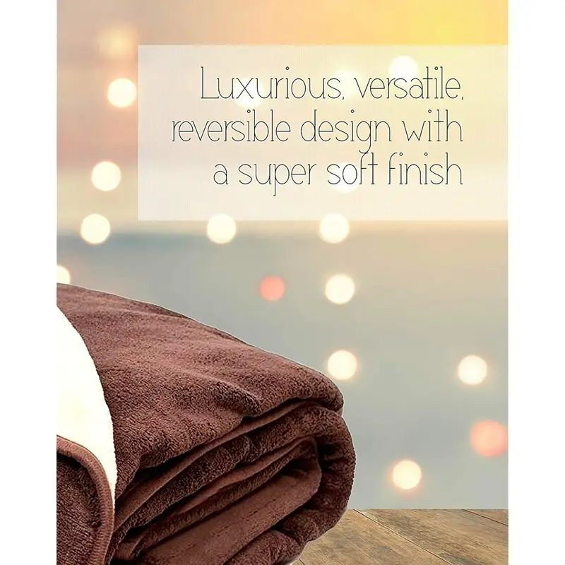 2025- Electric Heated Throw / Over Blanket in Chocolate & Cream - 9 Heat & Timer Settings - Easy To Use Digital Control - Mane Washable - Ultra Soft, Cosy Finish - 160 x 120cm 2