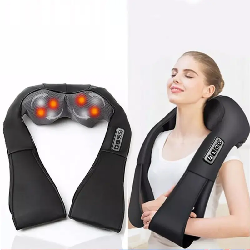 Electric Shiatsu Back Neck Shoulder Massager with Heat Kneading Body Car Home UK 2
