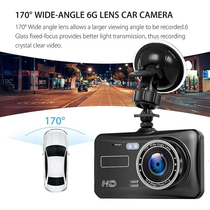 [Driving Recorder] Dash Cam Front and Rear, 1080P Full HD Dual Dashcam In Car Dual Dashboard Camera 170°Wide Angle HDR with 4.0" Touch LCD Display Night Vision, Motion Detection, Parking Monitor, G-sensor 3