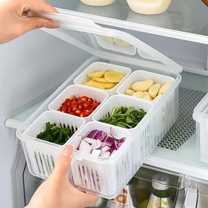 Fruit Storage Containers for Fridge, Refrigerator Fruit & Vegetable Storage Box, Sweets Kitchen Accessories, Fresh-keeping Multi-grids Food Container for Home Kitchen