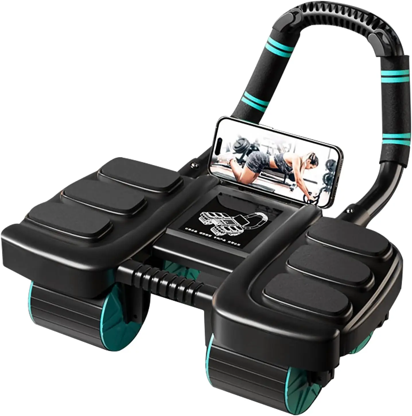 Automatic Rebound Abdominal Wheel Roller, 4 Wheel Design Abs Roller with Elbow Support & Pe Anti Slip Kneeling Pad, Ab Wheel for Home Gym