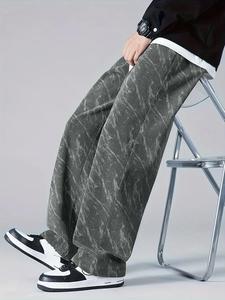 Men's Solid Color Pants, Loose Casual Comfy Straight Leg Trousers for Spring & Fall, Men's Bottoms for Daily Wear