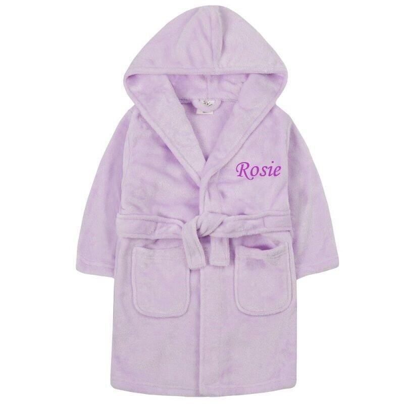 Personalised Girls Bath Robe 2-6 Years Embroidered Girls Dressing Gown Hooded Housecoat Hooded Childrens Dressing Gown Towel 2-6years Custom 2