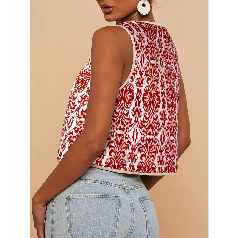 Travachic Women's Casual Woven Printed Fitted Jacket,Summer Outfits For Women,Beachwear,Easter,Beach Outfits For Woman,Spring Break,Vacation Outfits Women,Concert Outfit Women,BOHO,Bohemia,Music Festival,Tropical Vacation Woman Clothes 1