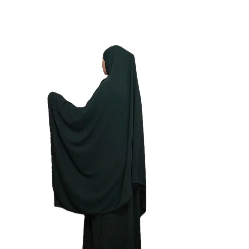 Two-piece Set Women's prayer set  Contrast Lace Long Sleeve Abaya Top & Bottom Set, Modest Casual Batwing Sleeve Maxi Muslim Clothing for Daily Wear 3