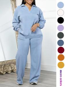 Women's Solid Long Sleeve Sweatshirt & Drawstring Waist Pants Set, Casual Fashion Cozy Two-piece Outfits for Daily Outdoor Wear, Women Clothes for All Seasons