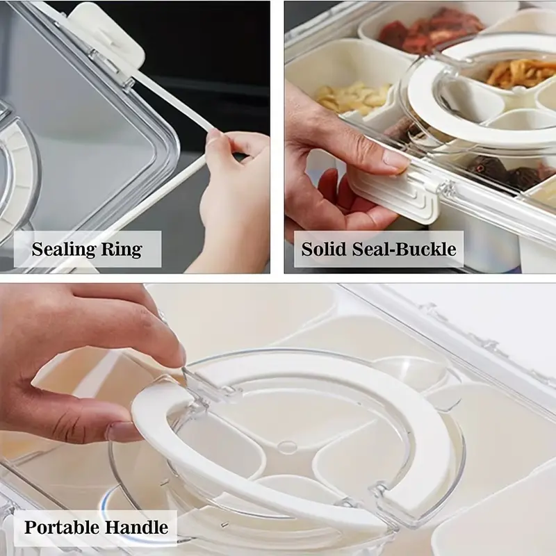 Food Storage Box, 1 Set Clear Food Storage Container with Lid & Handle, Lunch Box, Kitchen Gadgets Accessories, Portable Snacks Storage Container for Home Kitchen Party, Back To School Supplies, Gifts for Boyfriend, Travel Accessories 3