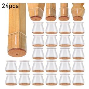 Wood Chair Leg Floor Scratches Protector, 24pcs Durable Silicone Chair Leg Cover, Furniture Accessories for Home Living Room Bedroom Dormitory Hotel Office, Room Accessories, Homedecor, Floor Protection, Floor Protectors
