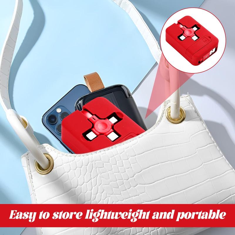 Qianeffort 3A Retractable Phone Charger,Multi Retractable Charger,Retractable Multi Phone Charger USB Cable,3 in 1 Charging Cable Phone Stand for Laptops Tablets Mobile Phones 2