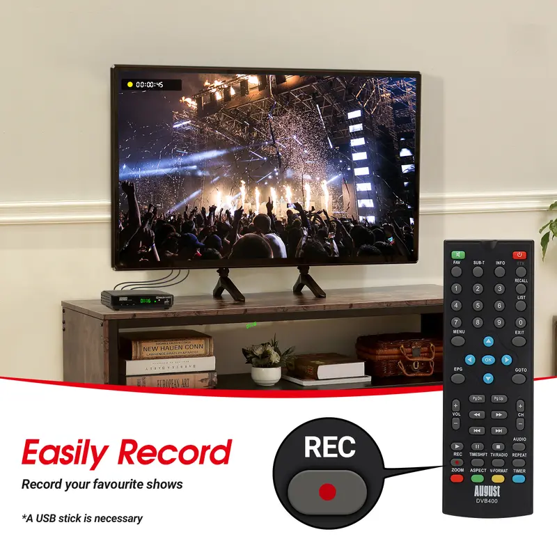 Freeview Receiver Compact Set-Top Box HD TV Recorder HDMI Cable Connection with 32GB USB PVR Included-August DVB400 2