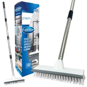 Floor Scrubbing Cleaning Brush with Floor Squeegee Built In Cleaner Plastic with handle