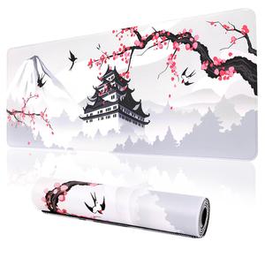 Cherry Blossom Scenery Pattern Extended Mouse Pad, 1 Count Rectangle Non-slip Gaming Mouse Pad, Office Desk Keyboard Pad For Home Office Desk