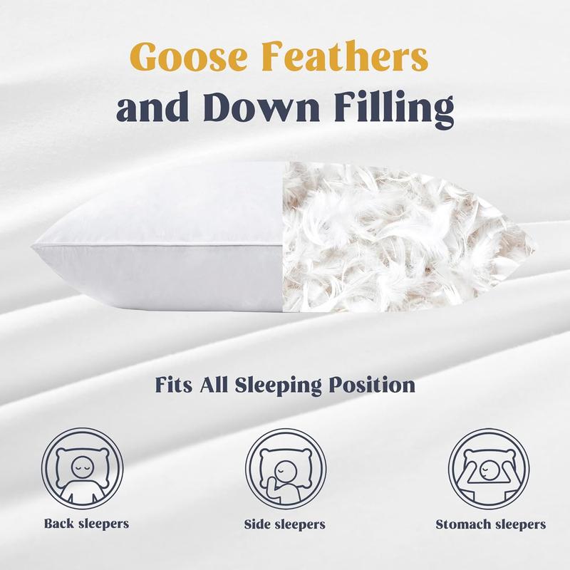 Premium Duck Feather & Down Pillows - Super Comfort for Restful Sleep-Feather Pillows Hypoallergenic, Breathable & Anti Dust Mite-2 Duck Feather Pillows UK Standard Size(48x74cm) 4