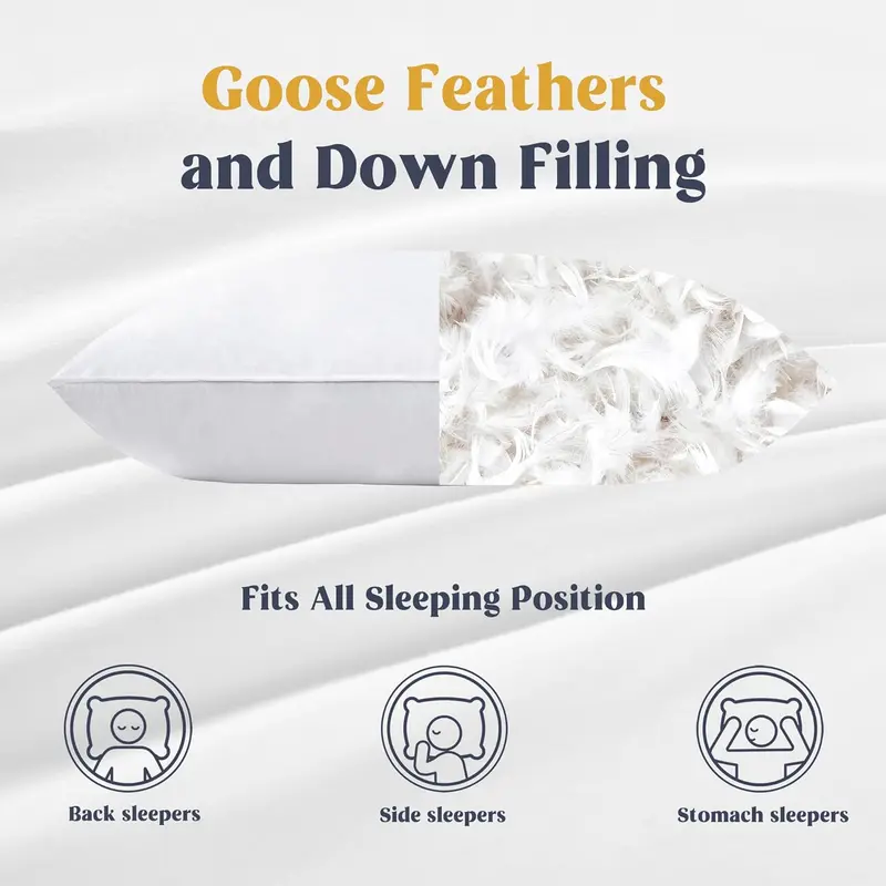 Premium Duck Feather & Down Pillows - Super Comfort for Restful Sleep-Feather Pillows Hypoallergenic, Breathable & Anti Dust Mite-2 Duck Feather Pillows UK Standard Size(48x74cm) 4