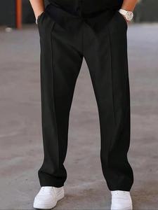 Men's Solid Color Pocket Drawstring Waist Pants, Loose Casual Comfy Trousers for Spring & Fall, Woven Bottoms for Men, Streetwear, Menswear