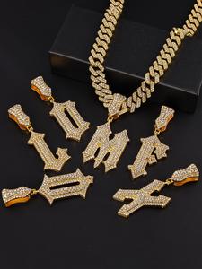 Men's Street Trend Rhinestone Chunky Chain Pendant Necklace, Stylish Exquisite Hip Hop Letter A Pendant Necklace, Fashion Matching Jewelry As Birthday Gift for Boyfriend