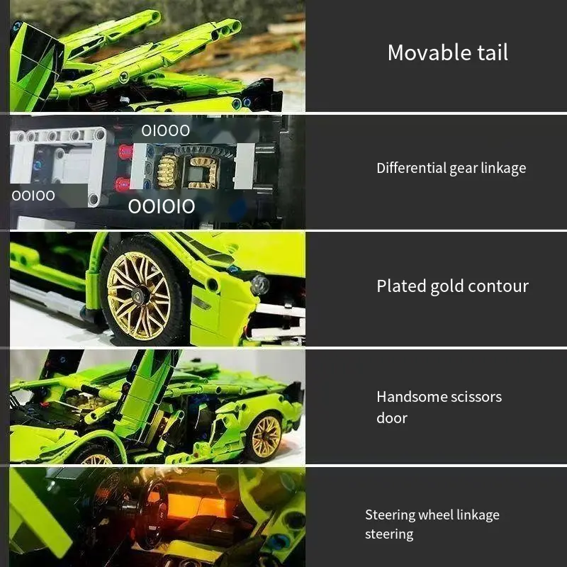 2025 New Lamborghini Cyberpunk compatible building Block Sports car children's gift Puzzle assembled model toy racing car 5
