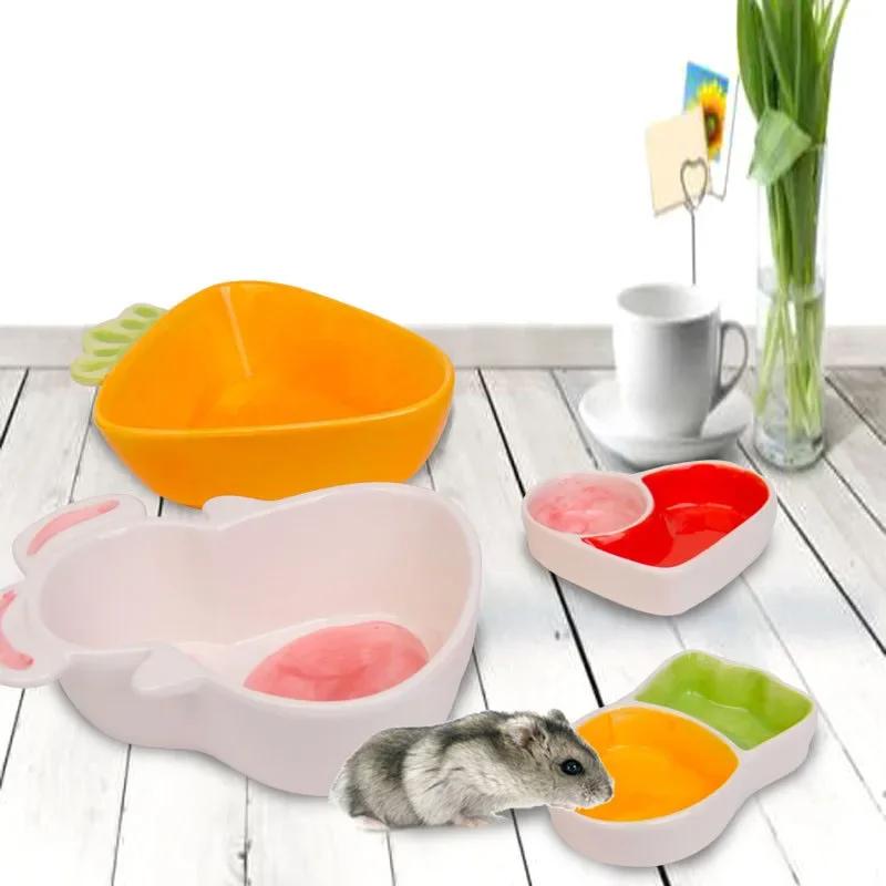 Cute Cartoon Carrot & Rabbit Ceramic Feeding Bowls – Perfect for Small Animals & Hamsters, Food & Water Pet Supplies! 0