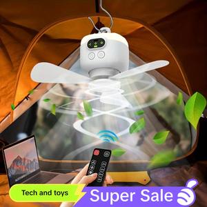 Portable Tent Fan with Remote Control, Rechargeable Hand Fan, Low Noise Adjustable Speed Fan, Multifunction Fan with 3 Detachable Blades, Camping Fan with Timer for Outdoor Dormitory, Fan for Bedroom, Multi Functional Fan, Rotating Fan, Adjustable Fans