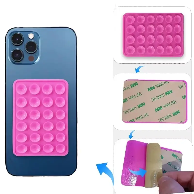 Multifunctional Mobile Phone Silicone Suction Cup 24 Square Mobile Phone Single-Sided Case Anti-Slip Holder Mount Suction 0