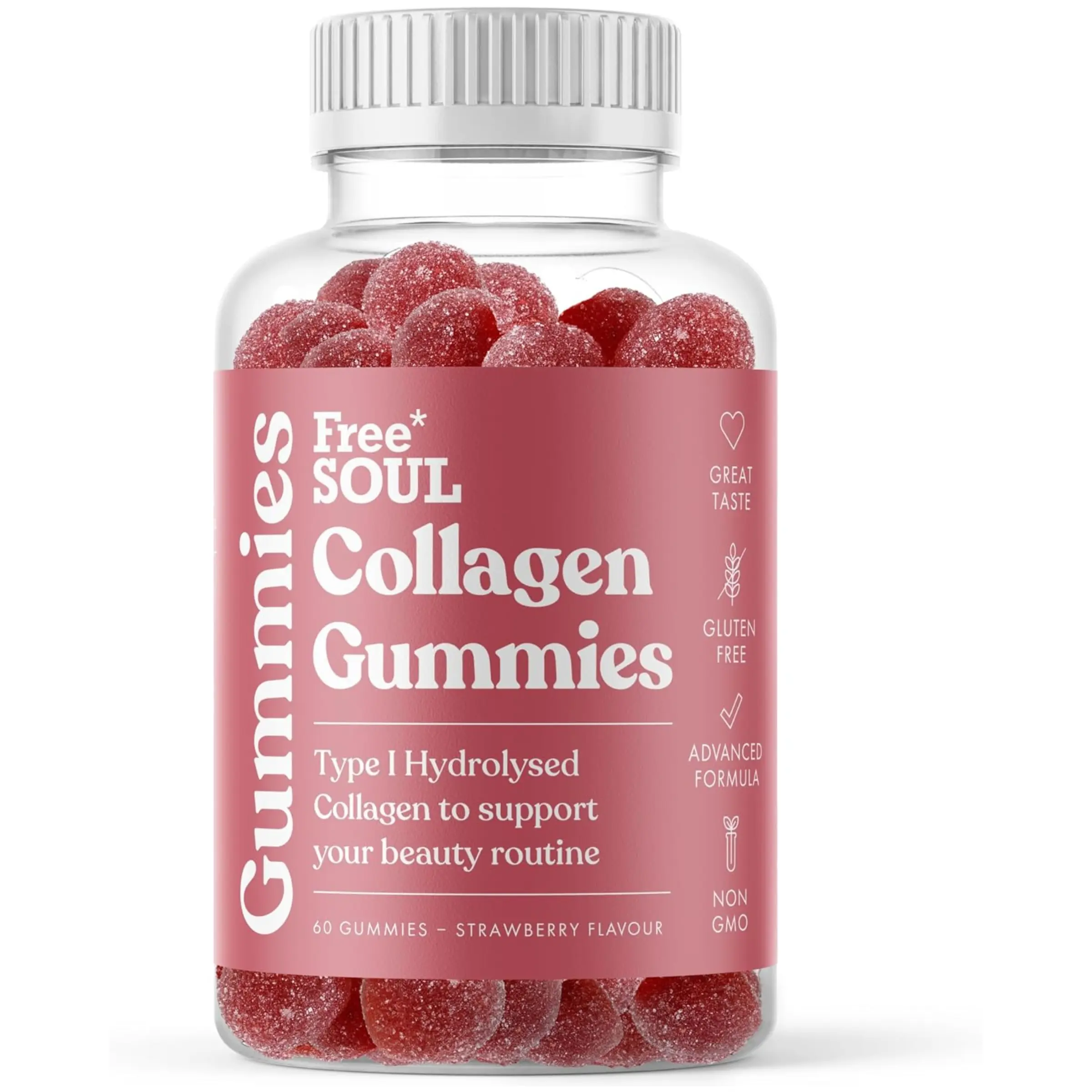 Collagen Gummies | High Strength Marine Collagen Supplement | Advanced Superior Type 1 Hydrolysed Collagen Peptides | 60 Gummies