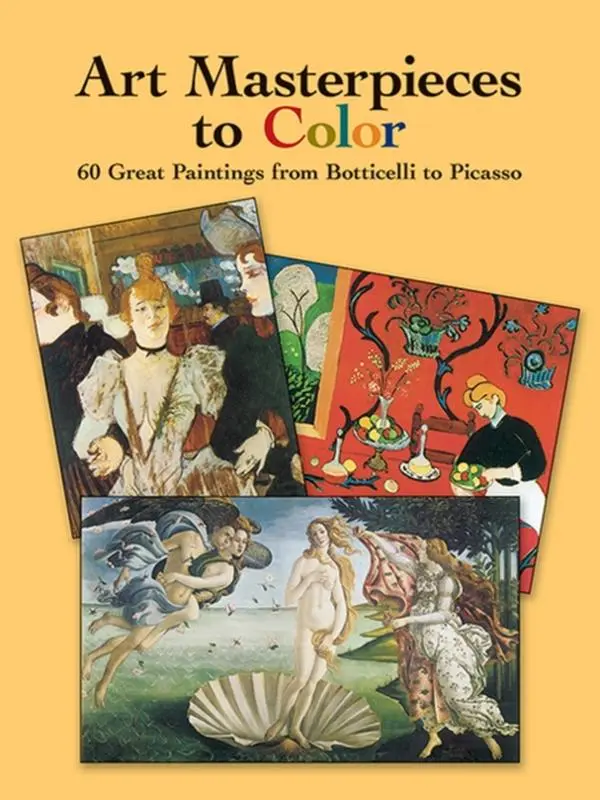 Art Masterpieces to Colour - Paperback Book - 60 Great Paintings from Botticelli to Piccasso - by Marty Noble - 9780486433813 - Dover Publications Inc. 0