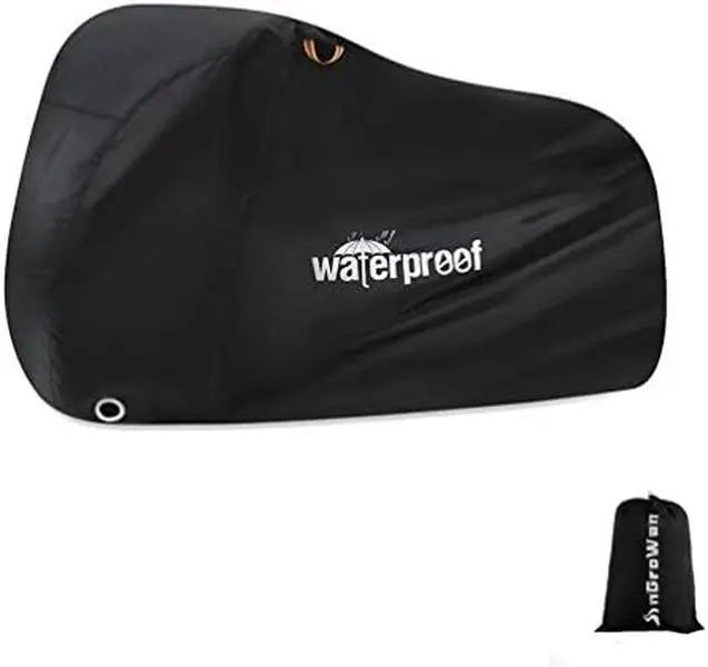 Bike Cover for Outside Storage Waterproof Oxford Bicycle Cover Indoor 210D Nylon with Pu Coating Wind Proof with Lock Hole,Black,200 x 70 x 110 cm; 310 Grams