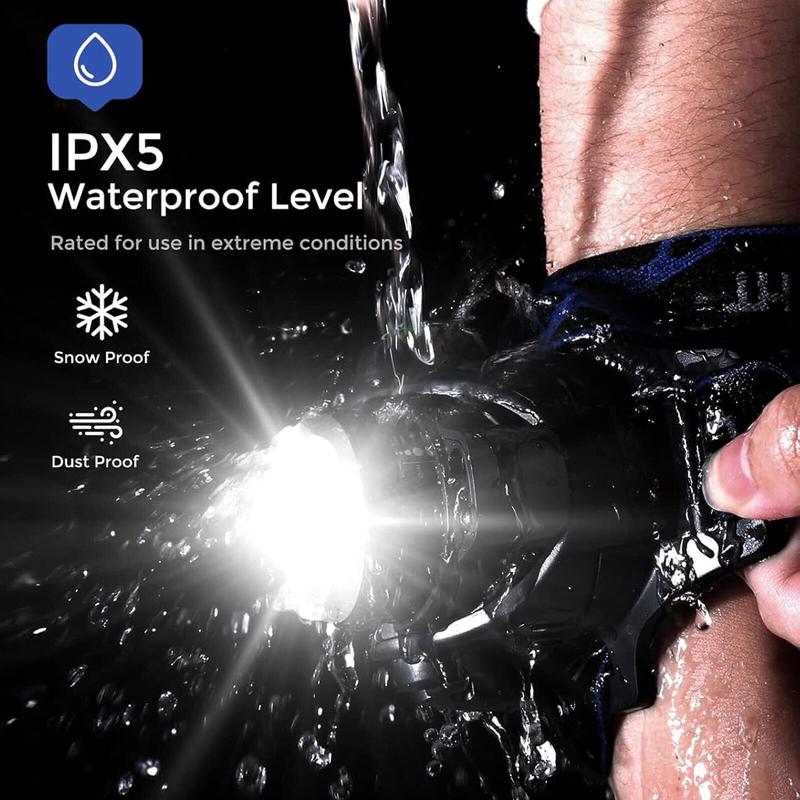 T6 Headlamp 350000LM LED Zoom Headlight Rechargeable Head Torch USB Line UK Stock 4