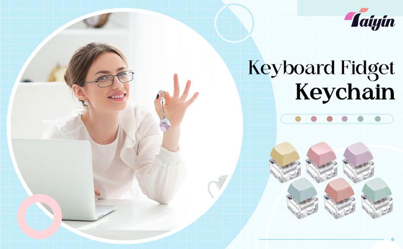 Product Introduction of 6 Pcs Keyboard Fidget Toy Fidget Clicker Keyboard Keychain Decompression Toys Button Stress Relief Gifts for Adult to Relief Stress Pass the Time(Macaron Colors) 1