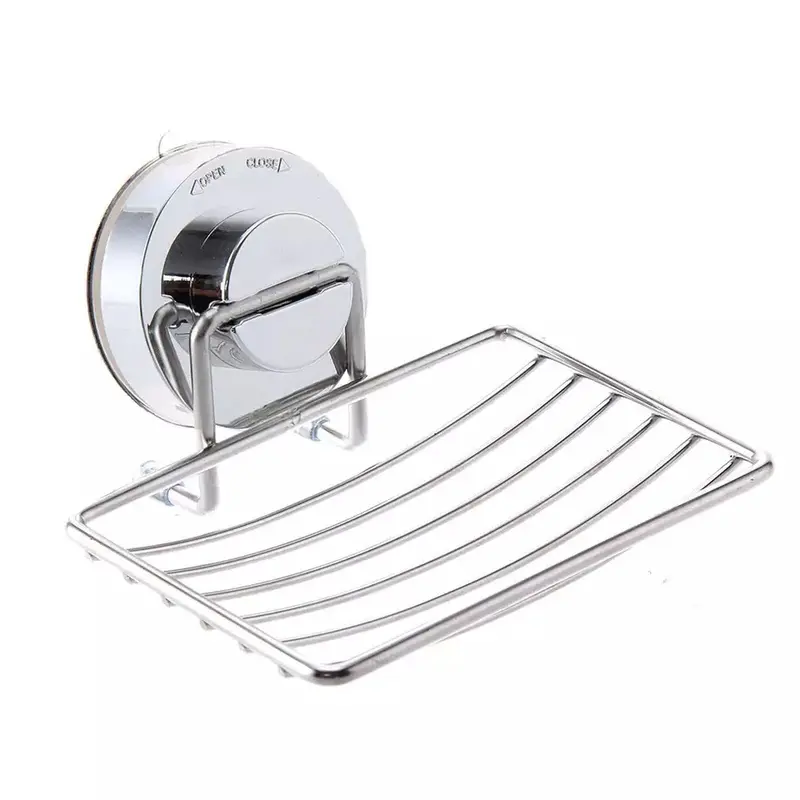 Strong Suction Bathroom Shower Chrome Accessory Soap Dish Holder Cup Tray UK 8