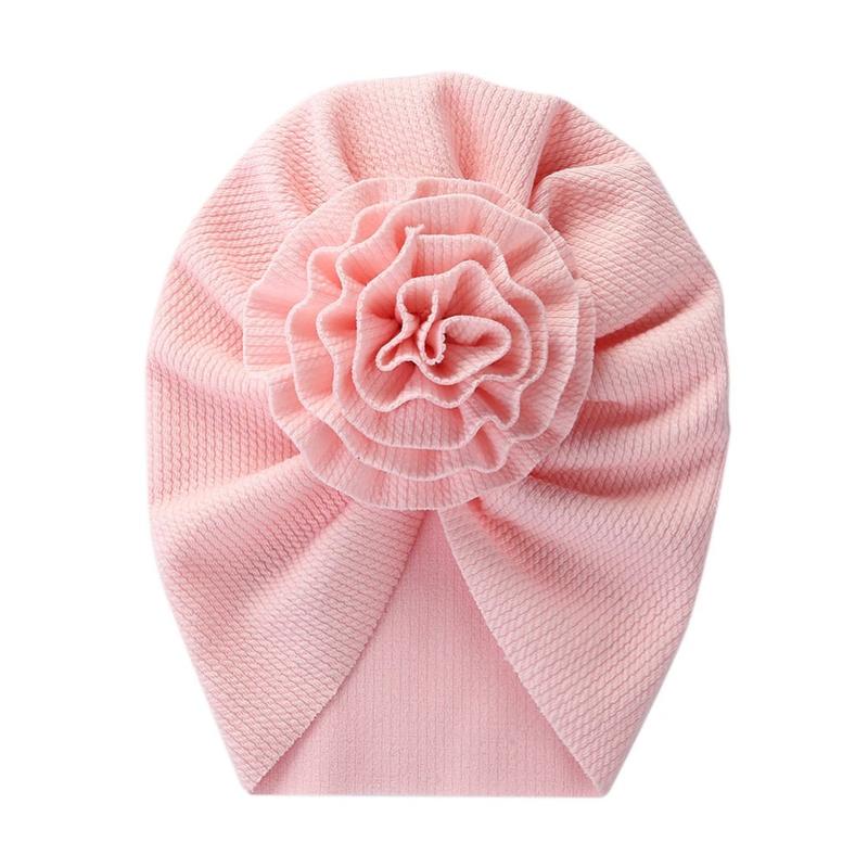 Product Introduction of Big Blossom Flower Ribbed Turban Baby Hats Topknot Cotton Cap Toddler Boy Girl Headwraps Bonnet Newborn Beanies Kids Accessories 3