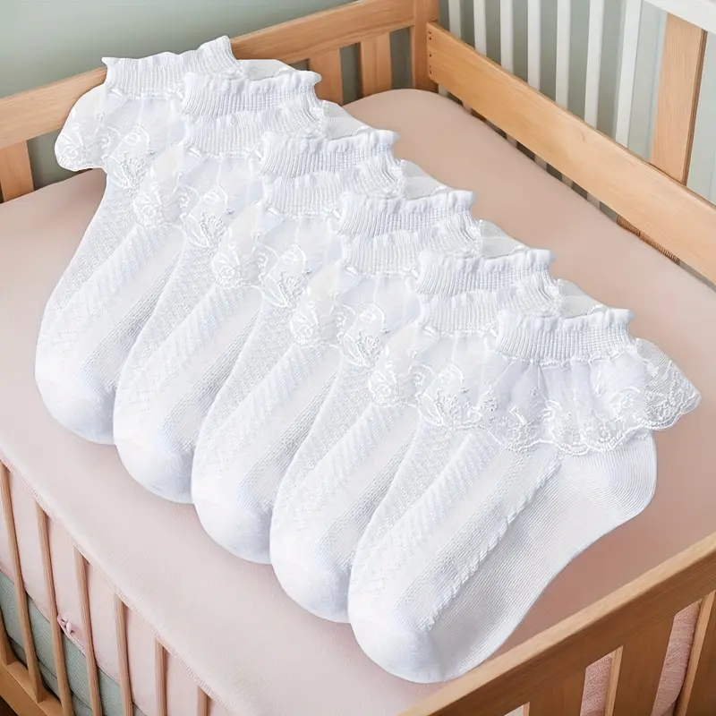 5 Pairs of Girls Socks Lace Ruffle Breathable And Comfortable Dance Princess Socks 3