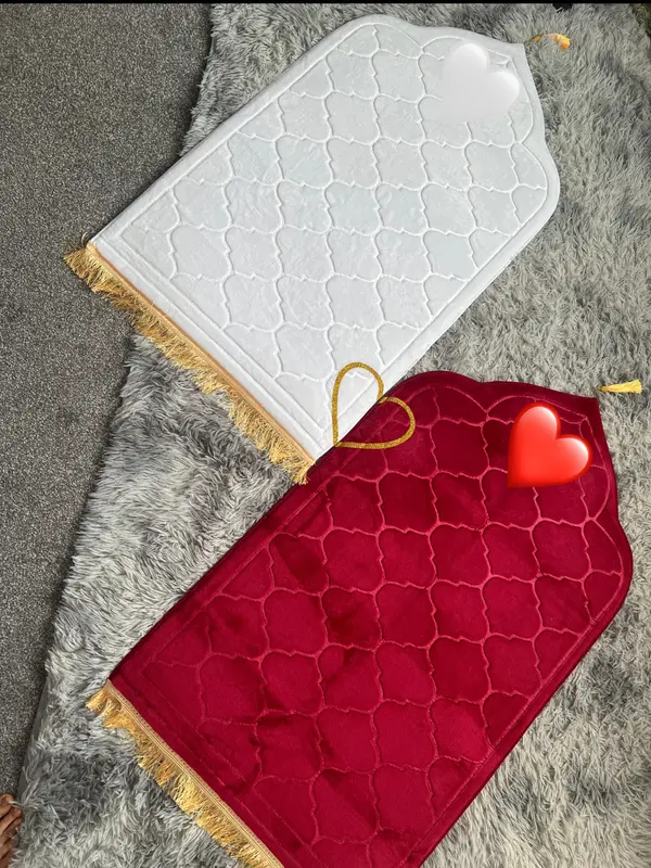 Prayer Mat Set with Love Heart Design Islamic Wedding Gift Nikkah Gift Couples soft foam padded mats vinyl gold glitter His & Hers present 4