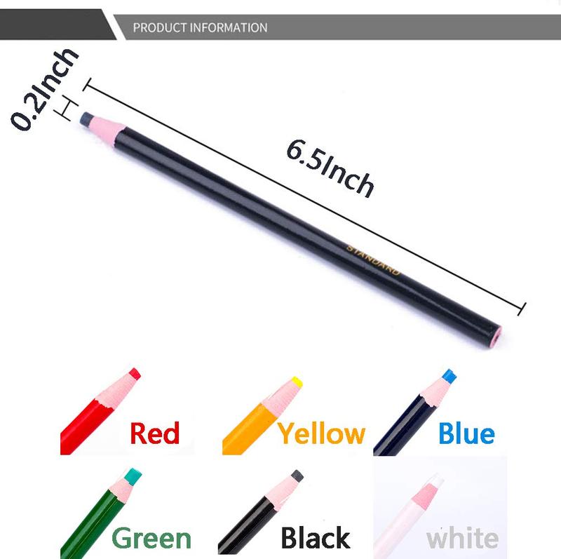 Lohas Select 12 Pieces Sewing Mark Chalk Pencil Tailor's Marking and Tracing Tools Free Cutting Chalk Sewing Fabric Pencil，6 Colors 2