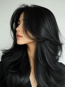 Black Long Straight Human Hair Extensions, 20pcs Natural Fluffy Hair Pieces for Women, Natural Looking Wig for Party Photography