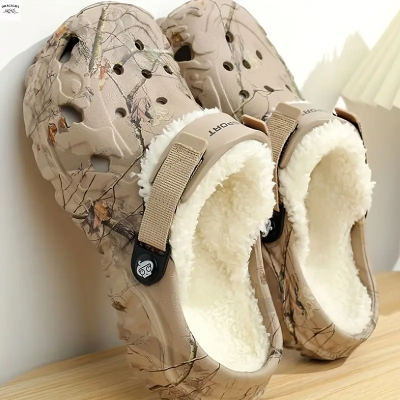 ORACEGRA        Men's Winter Warmth - Casual EVA Round - Toe Slip - On House Slippers with Fabric Lining and Non - Slip Design for Fall and Winter 0
