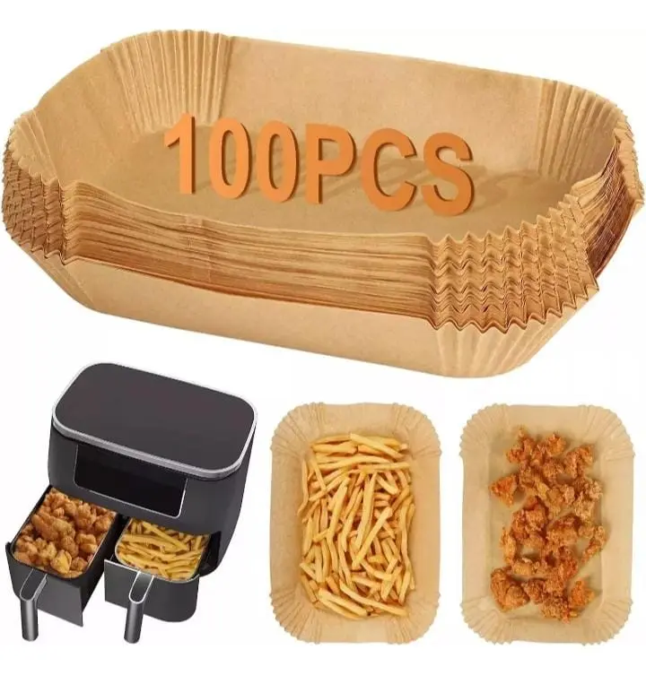 Disposable Air Fryer Liner Paper, 50/100pcs Rectangular Paper Air Fryer Liner Pots, Paper Basket Bowls, Baking Trays, Oven Accessories, Kitchen Gadgets, Household Baking Tools, Kitchen Accessories Bakeware Utensils air  fryer  paper  liners Silicone Meat 0
