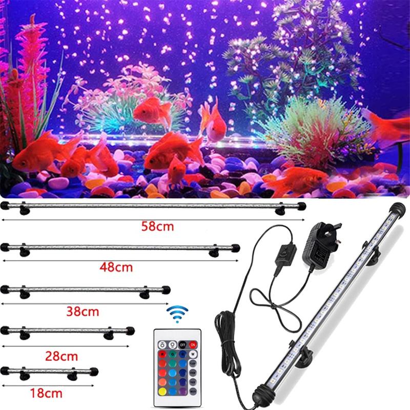 Submersible aquarium light fish tank light LED multi-color RGB waterproof fish tank light underwater crystal glass light 3-layer waterproof remote control brightening light 3