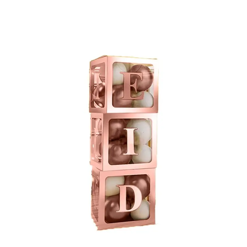 Light up Eid balloon boxes set of 3  - 30cmx30cmx30cm 6