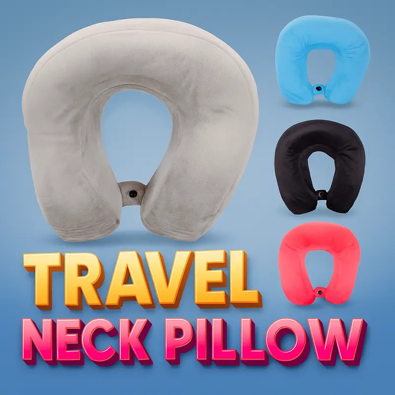 Ergonomic Travel Neck Pillow - Soft Memory Foam, Portable U-Shape Design with Snap Closure, Lightweight for Airplane, Car, & Home - Available in Black, Red, Blue, and Grey 0