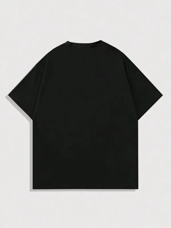 Men's Letter Print Round Neck Tee, Regular Fit Casual Short Sleeve Crew Neck T-Shirt for Summer, Fashion Men's Top for Daily Wear 8
