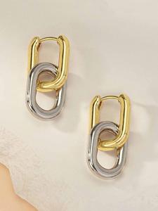 Simple Double Hoop Design Dangle Earrings, Non Tarnish Jewelry, Fashionable Jewelry for Women, Trendy All-match & Exquisite Jewelry for Birthday Gift, Gifts for Her, Earring Stack