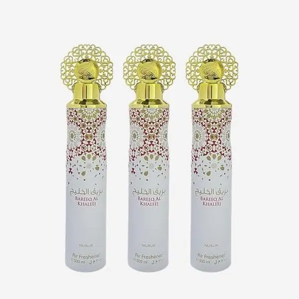Bareeq Al Khaleej Air Freshener | Royal Arabic Scent | Pack of 3 | Long Lasting Oud Spray 300ml