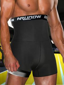 Men's Letter Tape Sauna Sweat Shorts, Casual Fashion High Waist Skinny Shorts, Sauna Shorts for Men