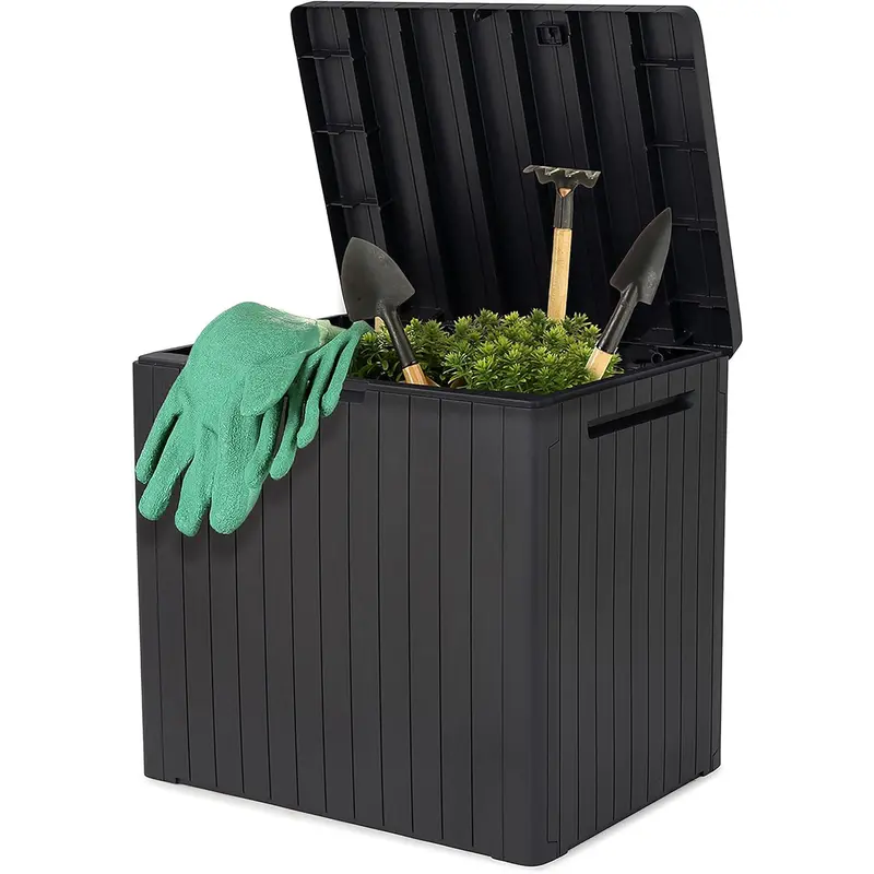 Keter City 113L Outdoor 96% recycled Small Balcony Garden Furniture Storage Box Grey Wood Panel Effect | Fade Free | All Weather Resistant | Safe and Secure | Zero Maintenance | 2 year Warranty 1