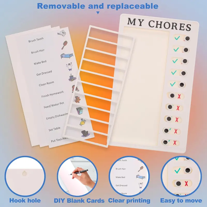 Replaceable Housekeeping Chart Checklist Message Board Time Manager Self-Discipline Daily Habit Schedule Checker Detachable Child 2pcs Blanket Blue planner calendar  planner 3
