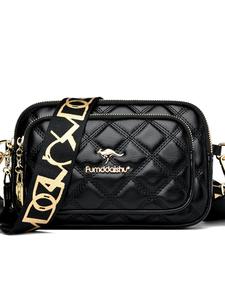 Women's Letter Design Rhombus Embossed Crossbody Bags for Gift, All-match Solid Color Square Bag with Wide Strap, Small Pu Leather Bag for Girl Daily Use Stylish Crossbody Bag for Women