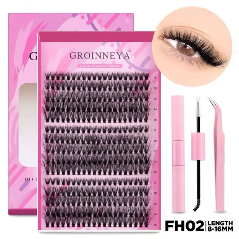 GROINNEYA Diy Lash Extension Kit - Full Set of Individual and Cluster Eyelashes - Makeup, Cosmetic 7